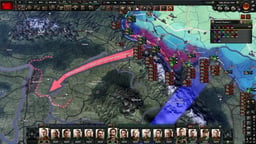 Map with a large drawn offensive arrow labeled Northern Balkans Strategic Offensive Operation, 13 divisions, Army 8, driving toward Budapest through active combat