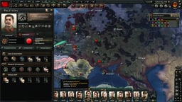 Political tab showing filled advisor slots across Laws and Government, Research and Production, and Military Staff categories, plus party support percentages