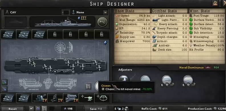 Ship designer showing the CAV improved carrier