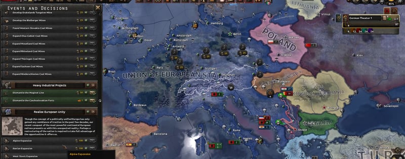 The Union of European States forming on the map