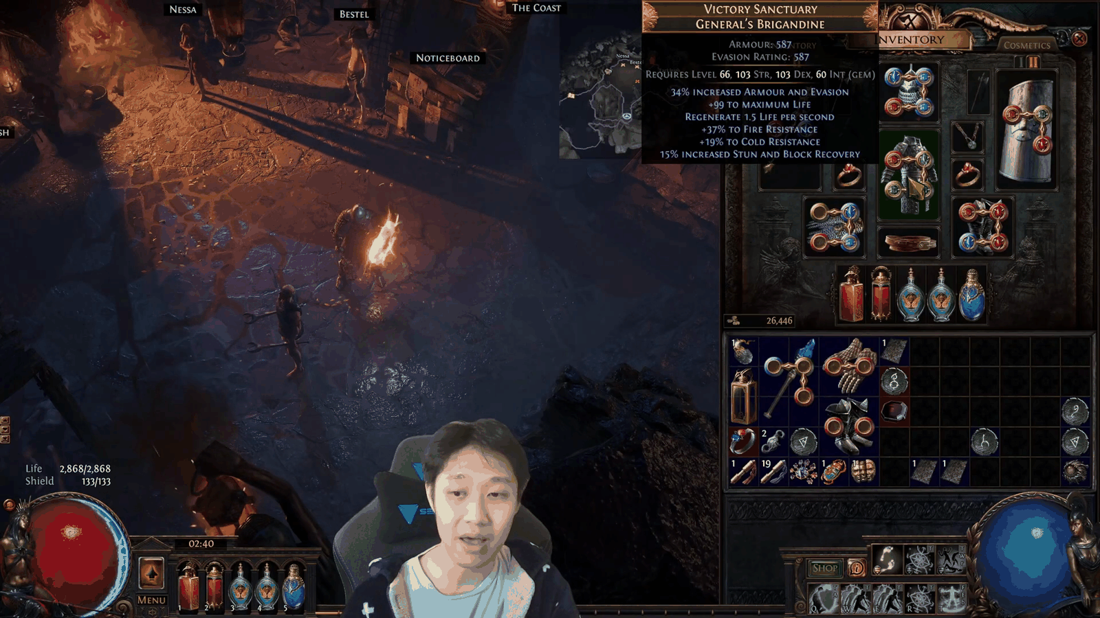 Path of Exile item tooltip showing plus 99 to maximum life and fire and cold resistances, the two stats that matter most in a PoE defenses guide