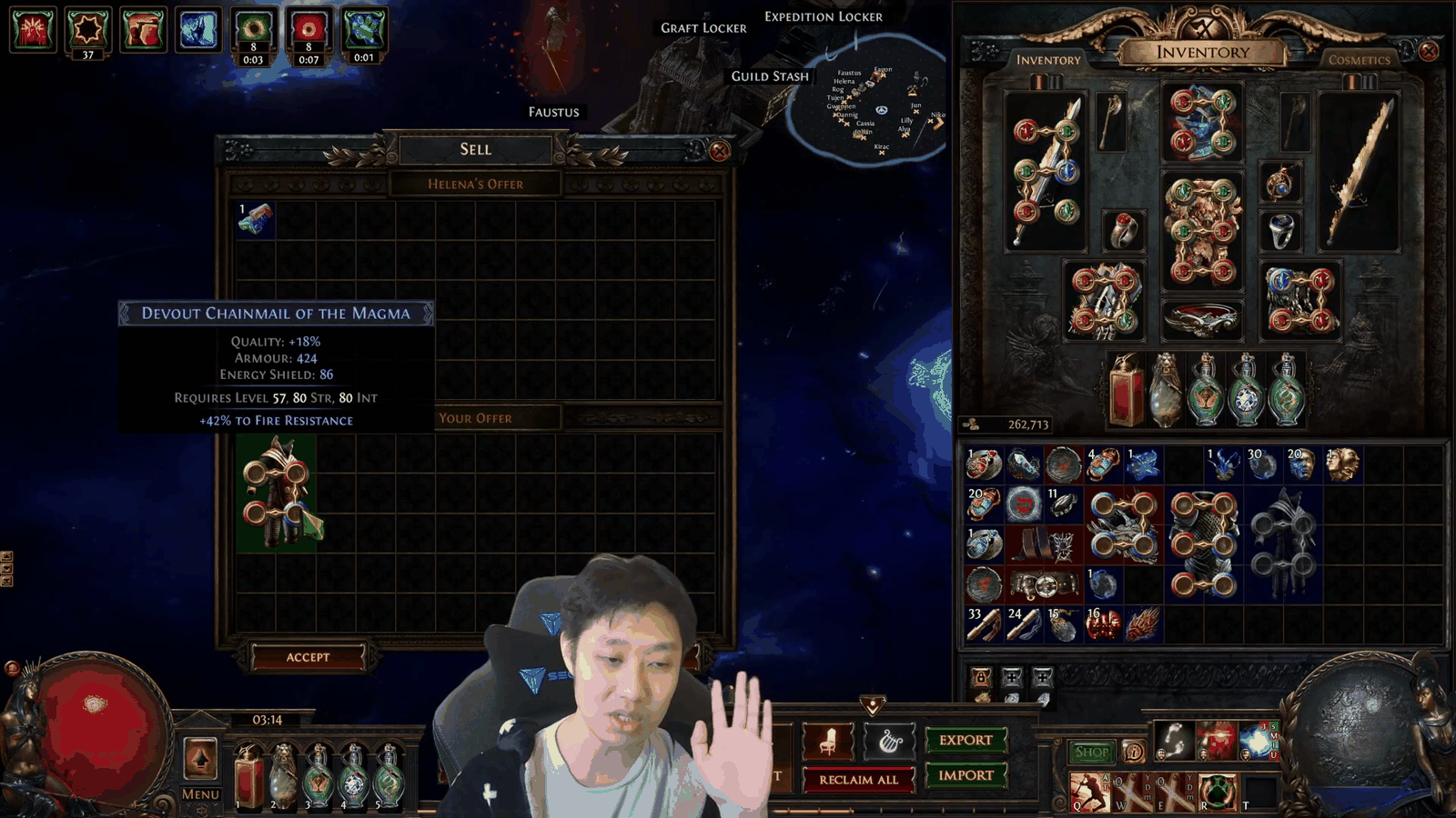 Path of Exile vendor sell window with a linked red green blue item in the offer slot, the chromatic orb vendor recipe every new player should know