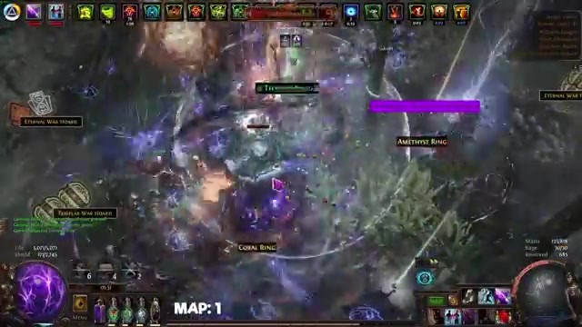 Legion War Hoards breaking open with labeled currency and item drops