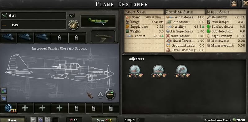 Plane designer showing the Il-2T close air support design