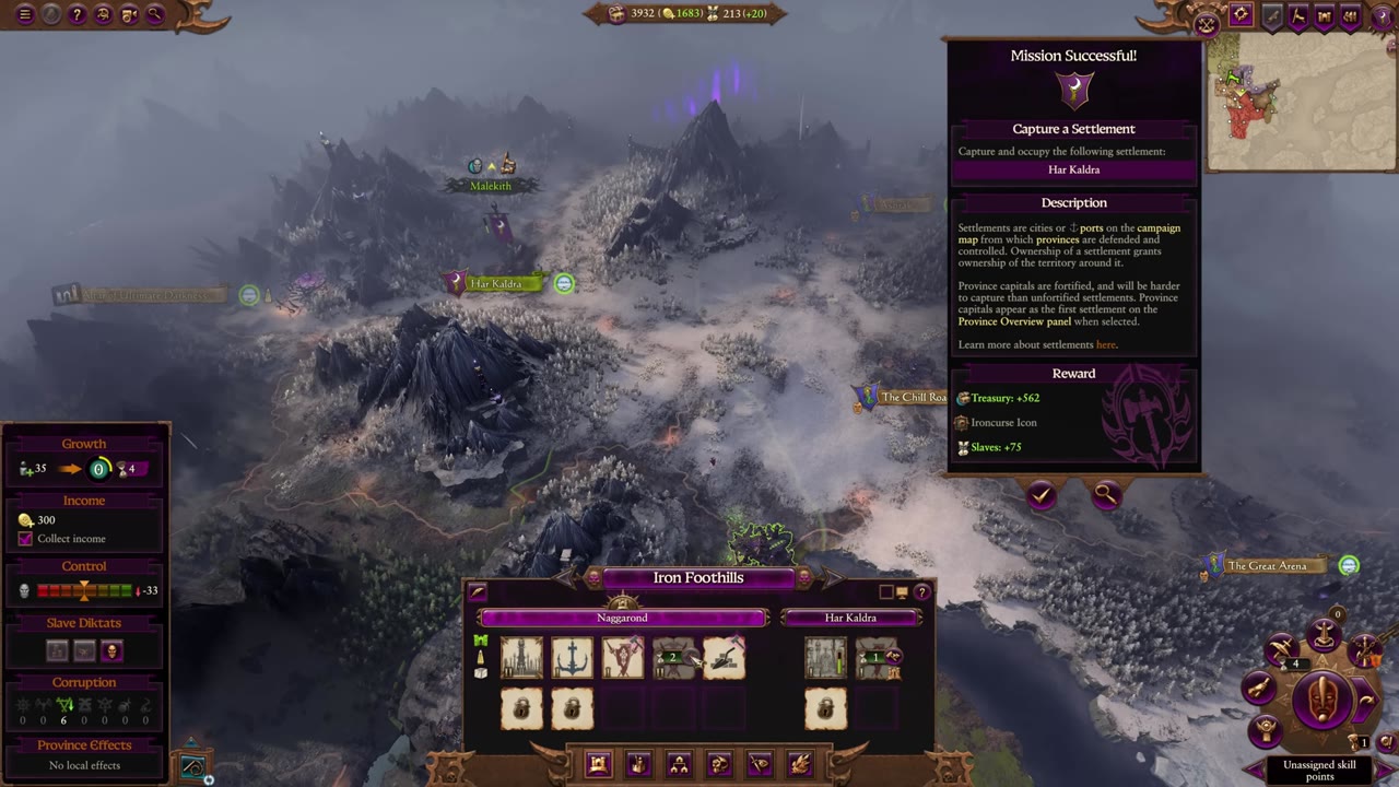 Naggarond is being rushed with slaves, Darkshards are recruited, and the Den of Outlaws is queued for early Shades recruitment.