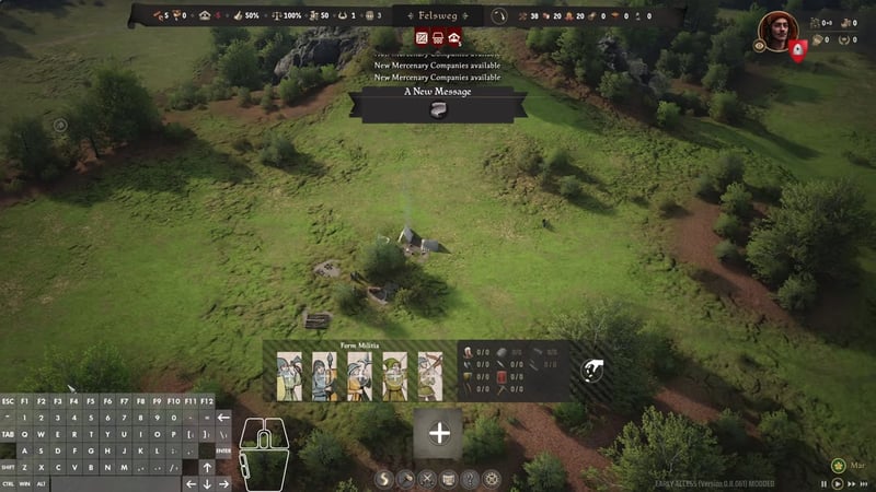 In-game economy view with the resource bar at the top showing 1,000 silver, as well as other resource values.