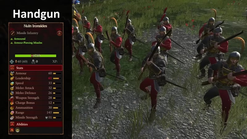 Handgunners need unobstructed, straight sightlines to maximize their effectiveness in battle.