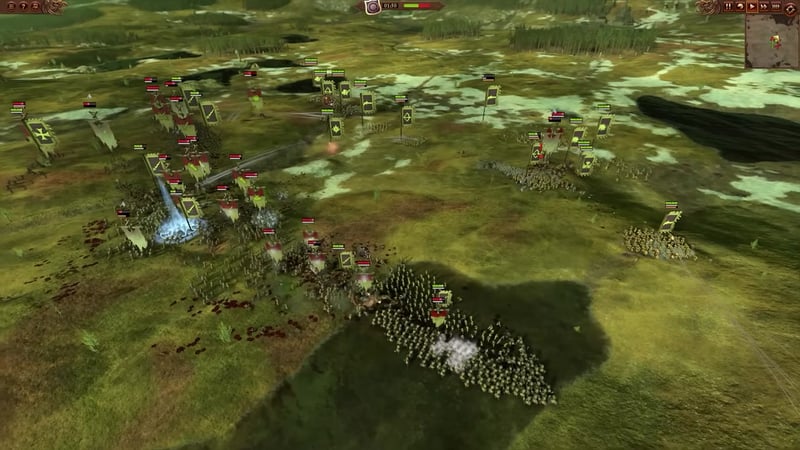 Battle screen with a caster selected near the front line and spell options available.
