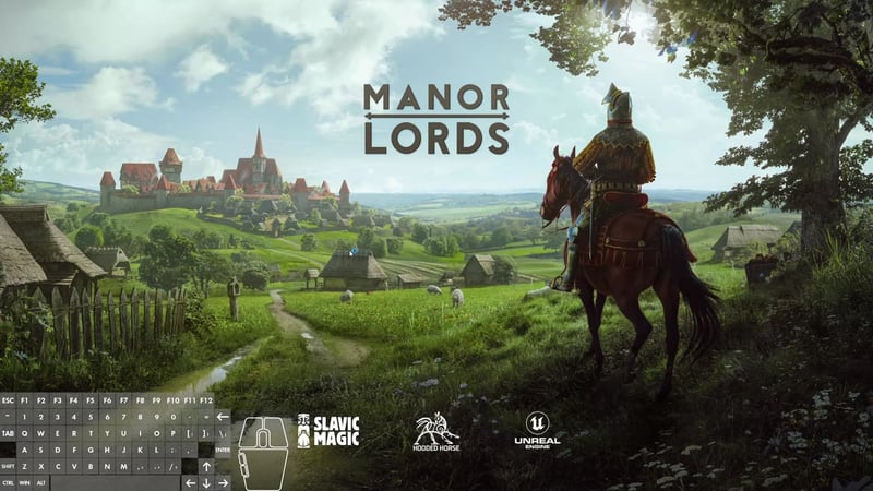 Manor Lords main menu, with the 'modded' label absent from the bottom right corner, showing successful mod uninstallation.