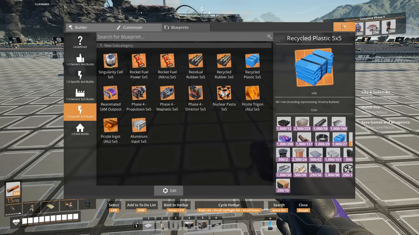 The Space Elevator's Complete Phase 5 objective screen, the final milestone of Project Assembly in Satisfactory 1.0