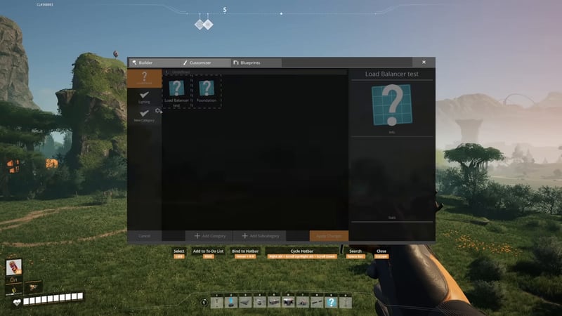 Blueprints browser showing categories and subcategories for organizing dozens of blueprints