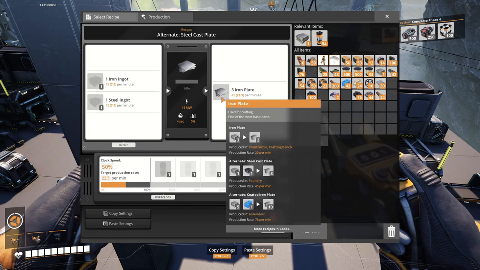 Constructors and Foundries producing steel-based iron plates, iron rods and screws using alternate recipes that substitute steel for plain iron