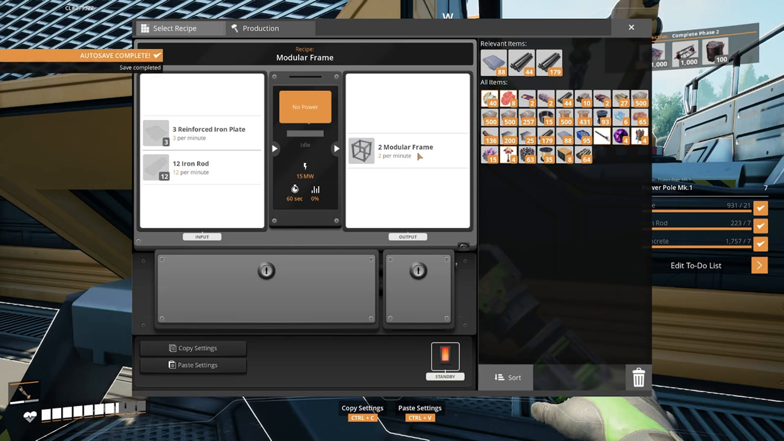 A production-planning website (satisfactorytools.com) laid out to calculate the raw ore, intermediate parts and machine counts needed for a target Modular Frame output
