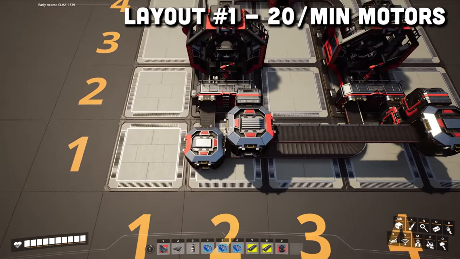 A close-up view of the Assembler input ports on the Motor factory, showing Rotors feeding one side and Stators feeding the other in a balanced 1:1 ratio