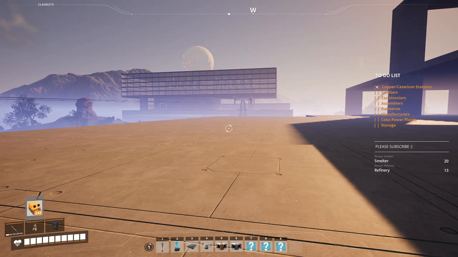 A long row of copper smelters connected through a manifold conveyor line, feeding raw ore in one end and copper ingots out the other