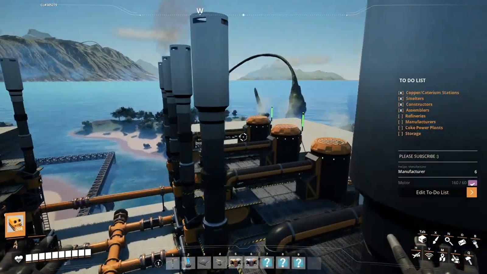 The completed Part 1 factory running, with ore stations, smelters, Constructors, Assemblers and most refineries operating but Manufacturers still absent