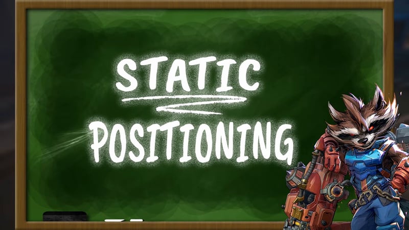 Chalkboard-style title card reading Static Positioning next to Rocket Raccoon artwork