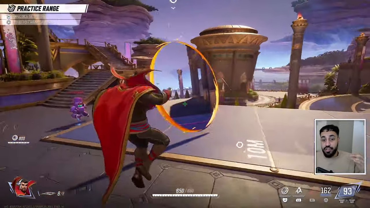 Doctor Strange casting his orange portal ring ability in the Practice Range