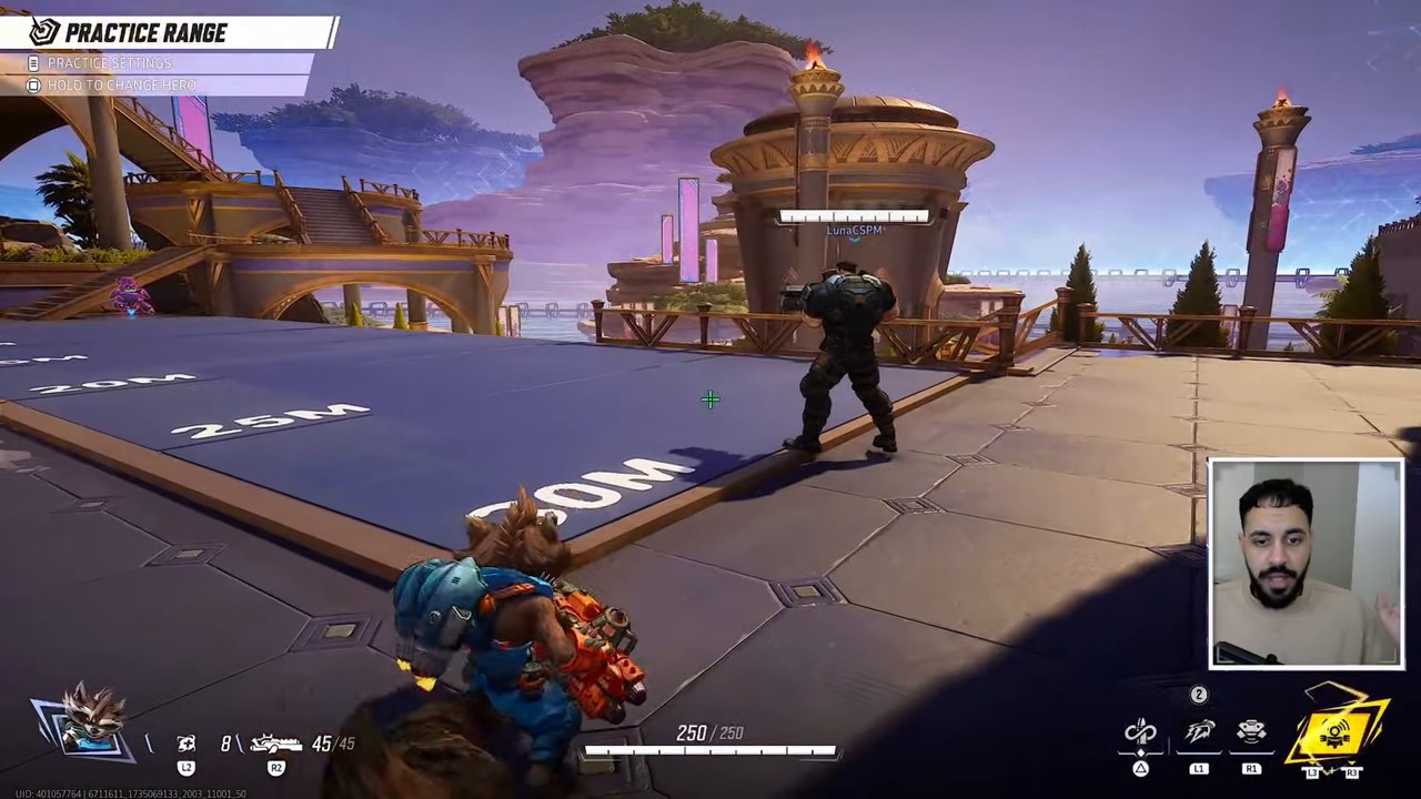 Rocket Raccoon and Punisher standing together in the Practice Range
