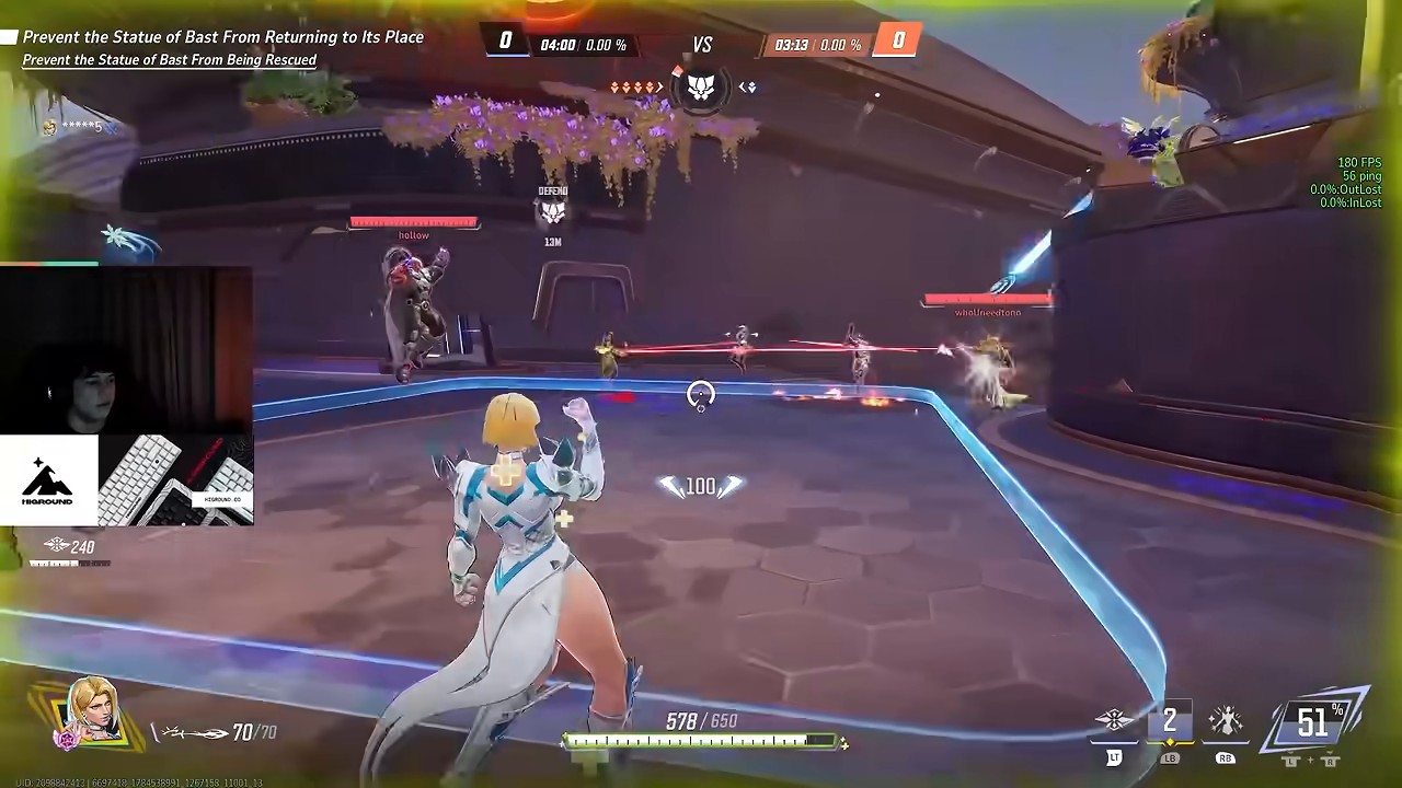 Emma Frost holding an angle near her team during a contested objective fight, health and shield readouts visible