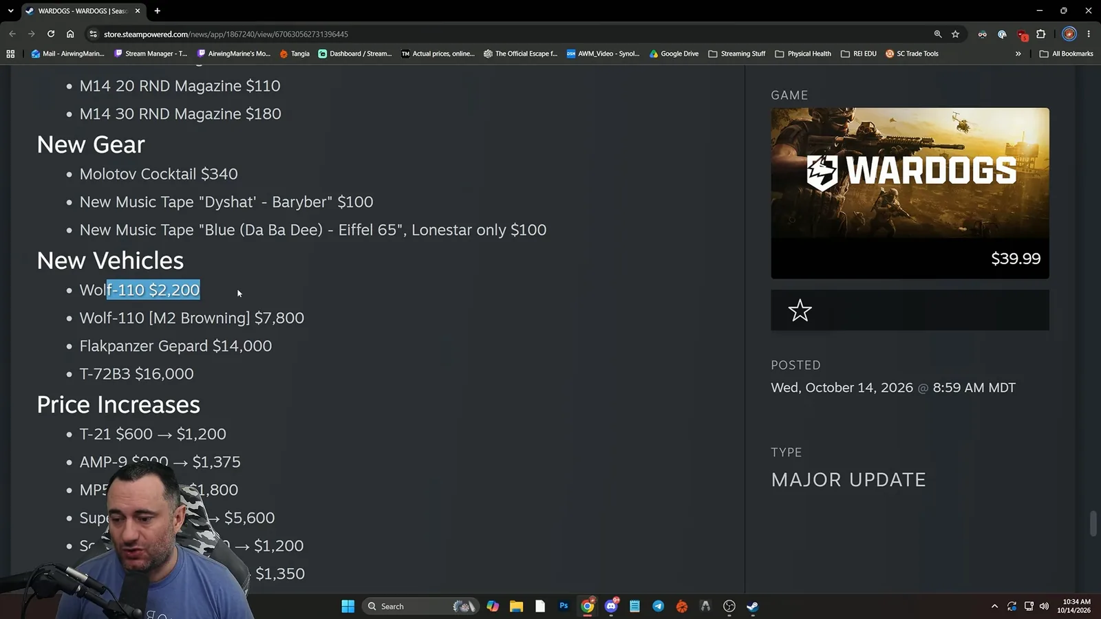 WARDOGS Season 2 vendor prices for new vehicles and price increases