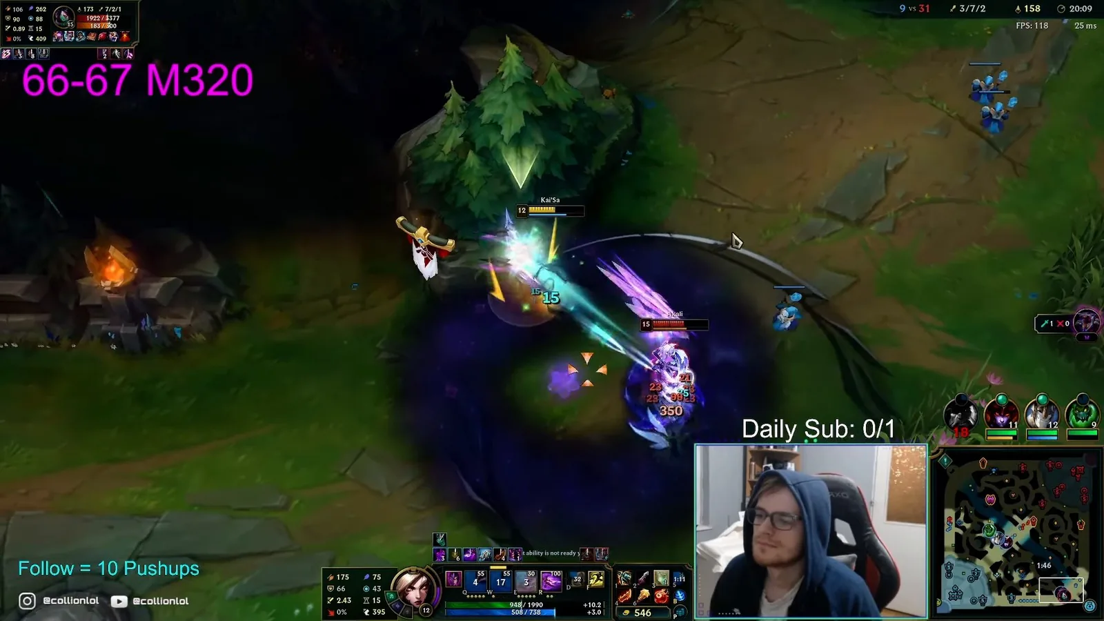 Kai'Sa hitting Akali with Void Seeker (W) in the jungle, patch 26.5 gameplay from collionLoL