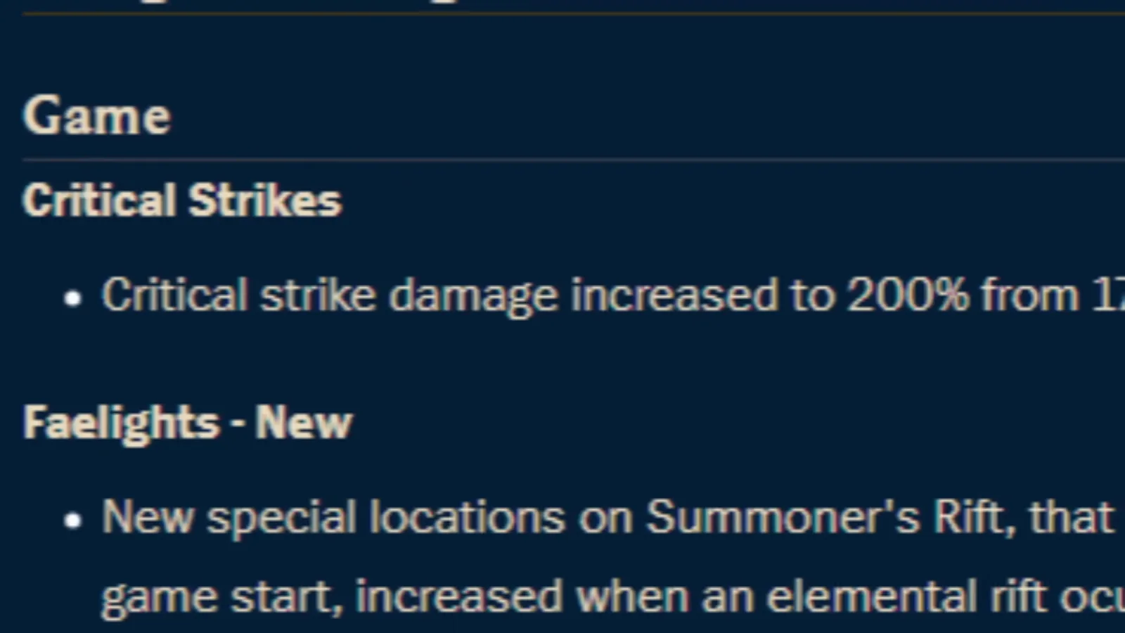 Patch 26.1 notes on screen: critical strike damage increased to 200%