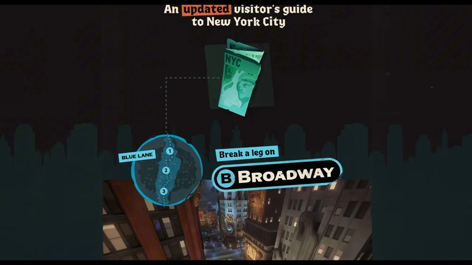 Valve's City Never Sleeps patch page introducing the new Deadlock map with the Broadway lane card
