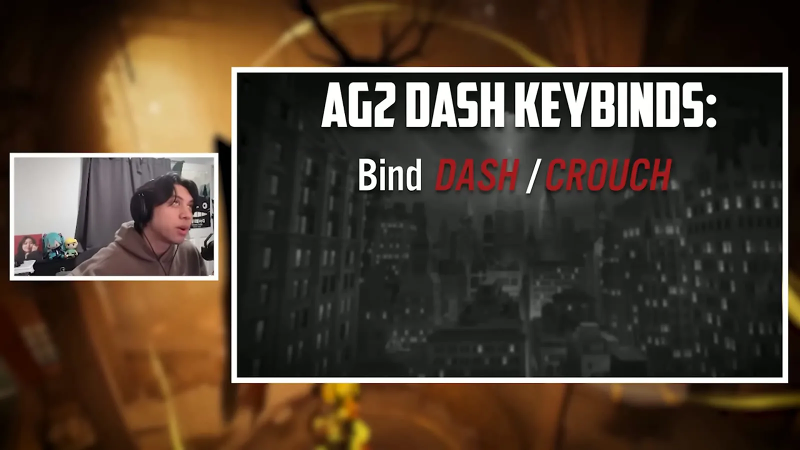 AG2 dash keybinds card from the video telling players to bind dash and crouch to a mouse button