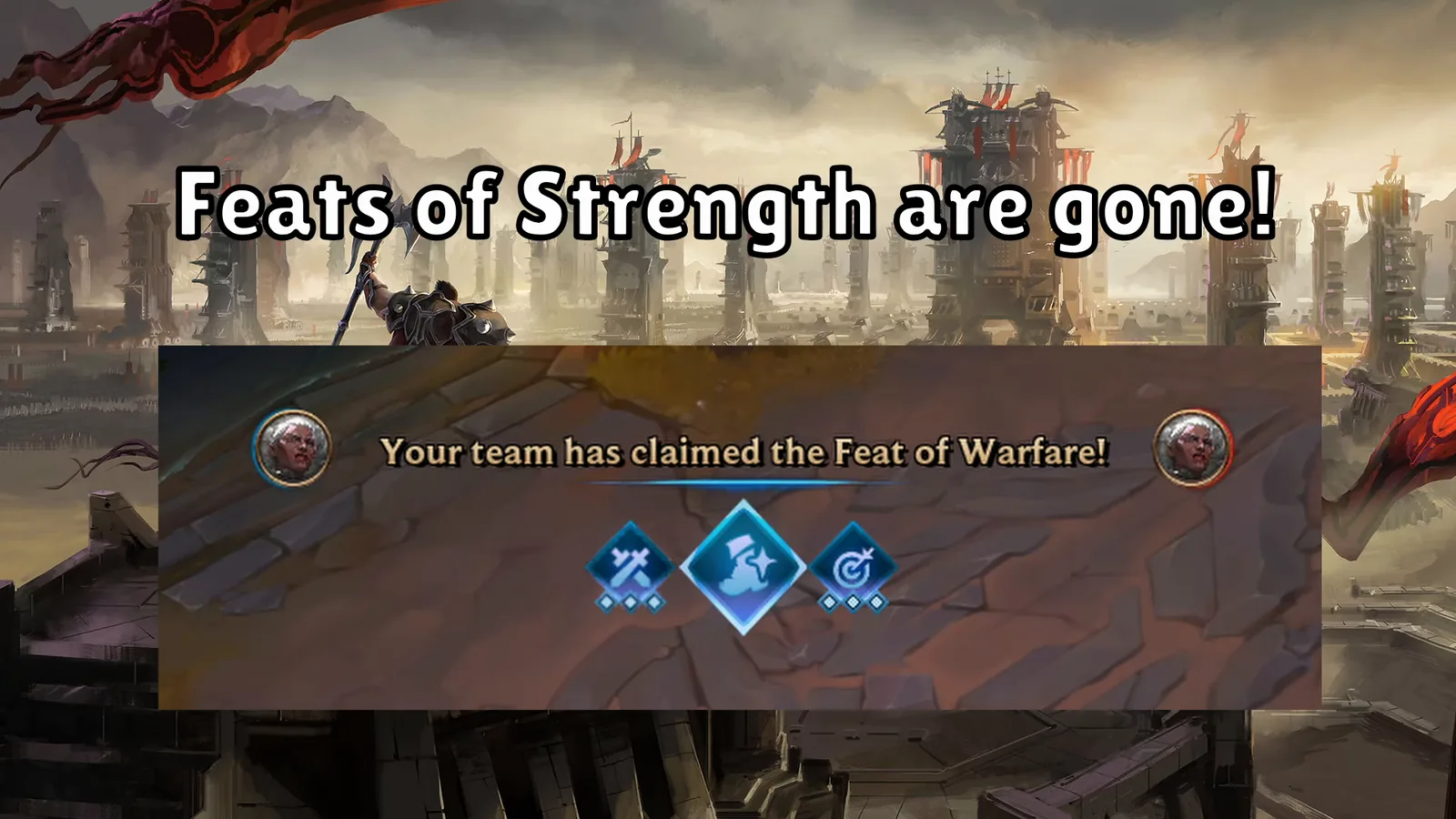 The Feat of Warfare banner from 2025, a system removed in Season 2026