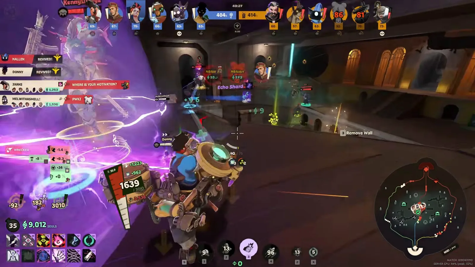 McGinnis in a backline teamfight as an enemy ultimate lands nearby