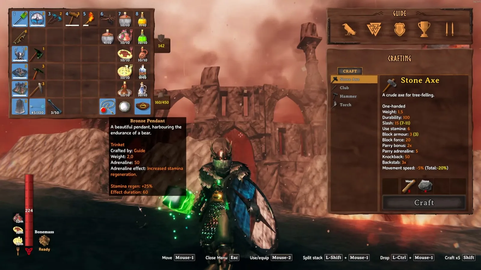 Bronze Pendant trinket tooltip in the inventory of a player in Flametal armour before the Fader fight