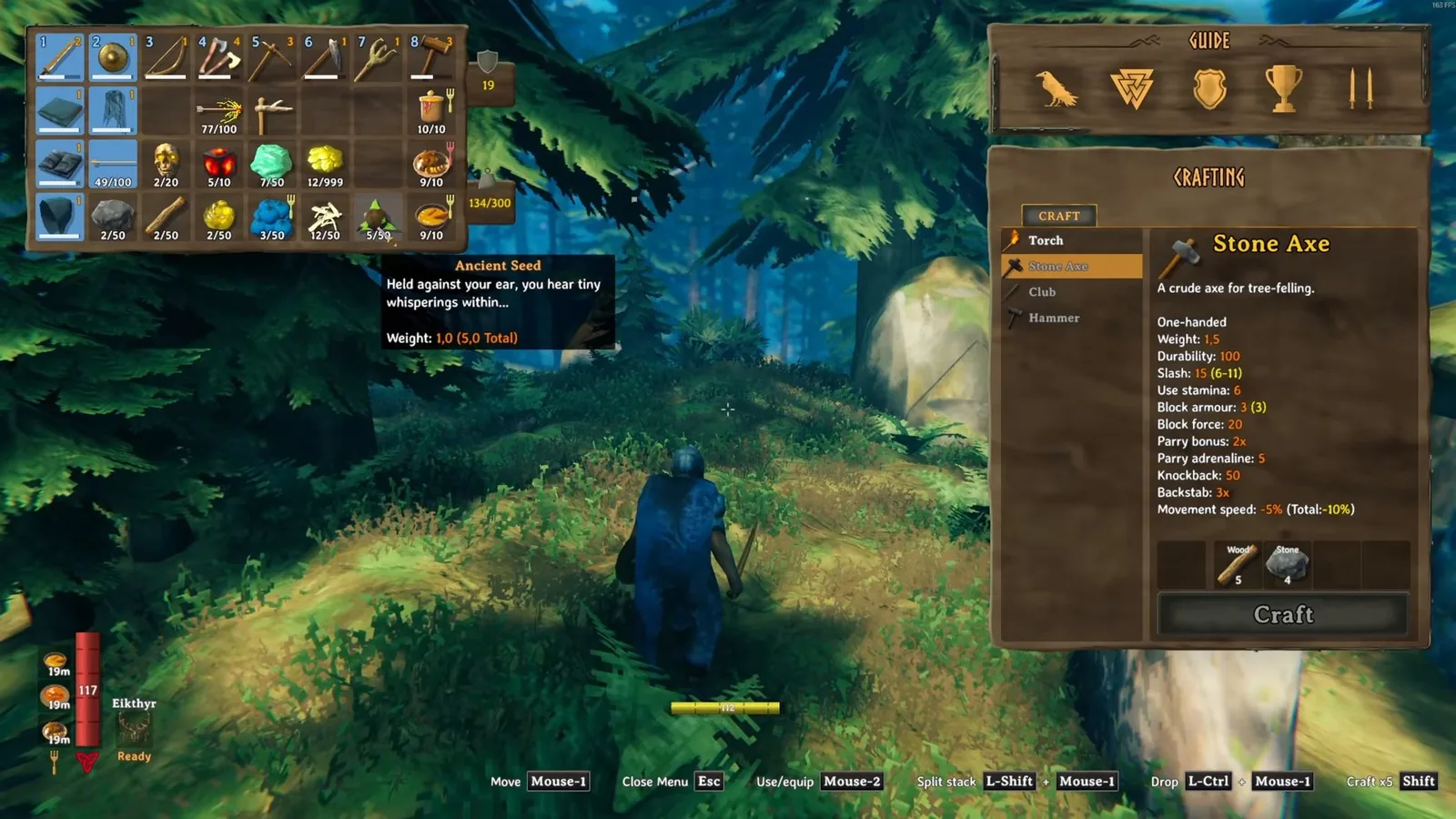 An Ancient Seed tooltip in the Valheim inventory, used to summon The Elder