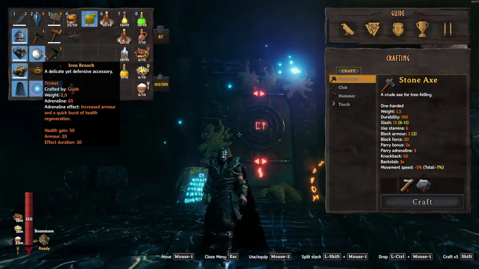 Iron Brooch trinket tooltip showing its 65 adrenaline cost before the Queen fight
