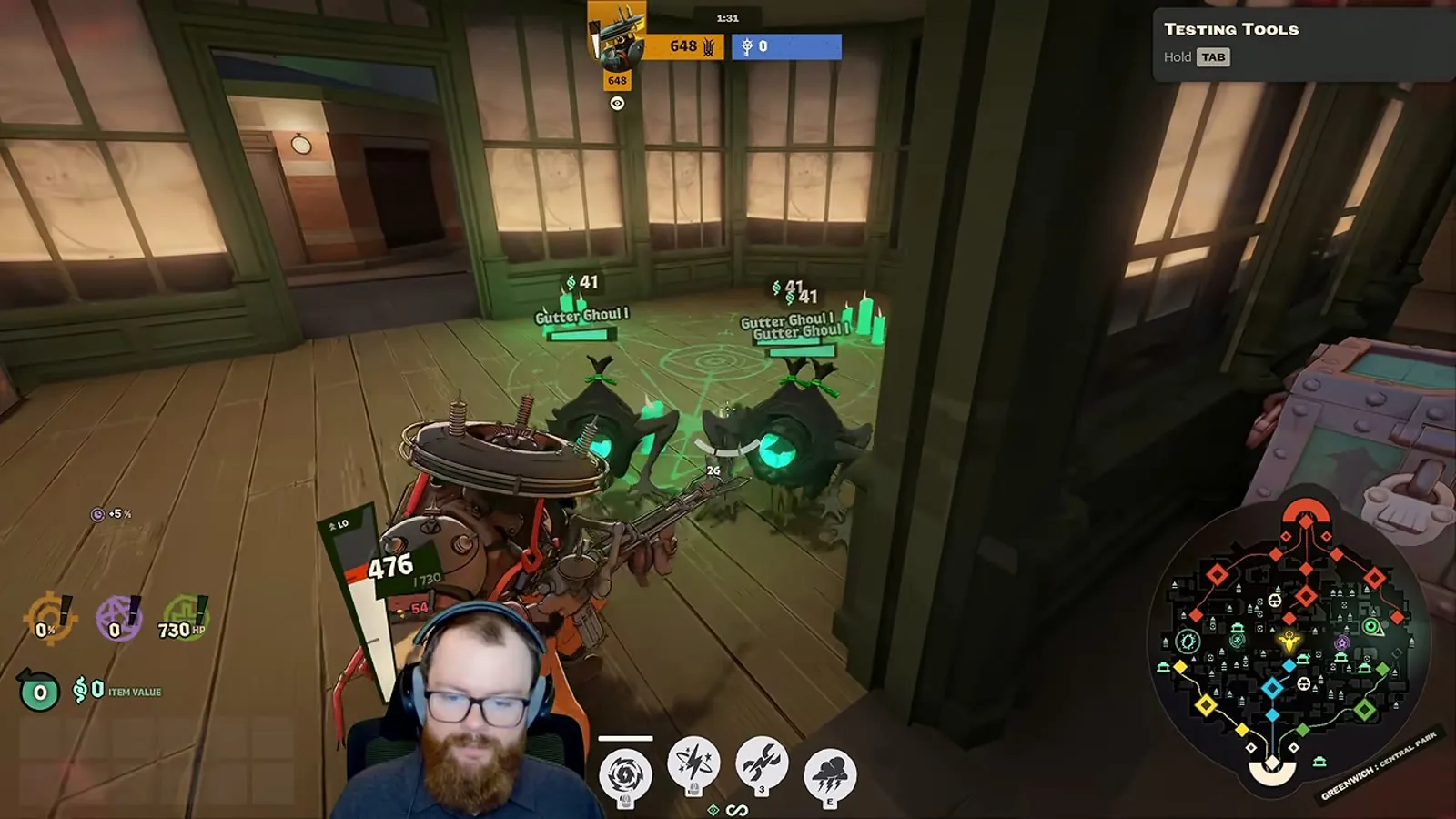 Deadlock hero punching a grouped Gutter Ghoul Haunt camp after waking it with one shot