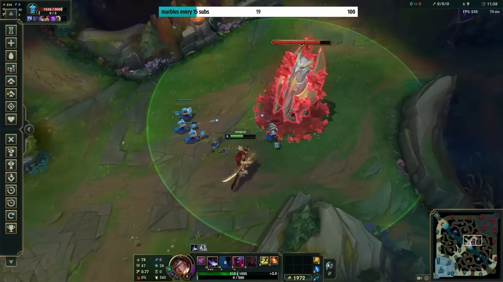 Crystalline Overgrowth crystals on a lane turret, which burst for true damage on the next champion attack