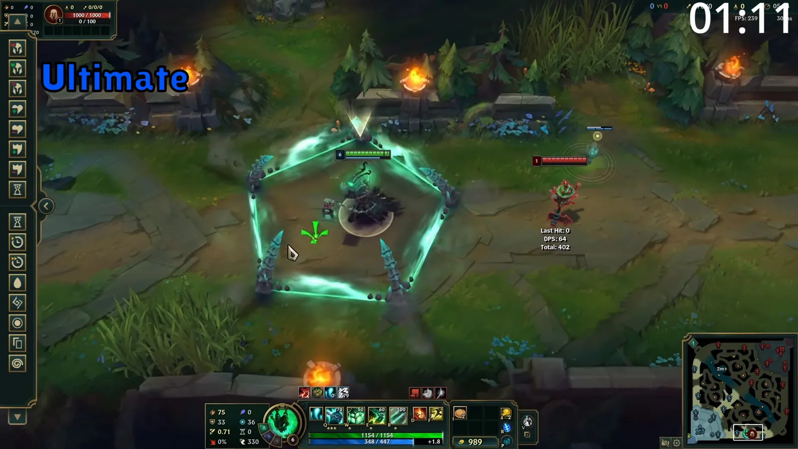 Thresh casting The Box (R): five spectral walls around him in a pentagon