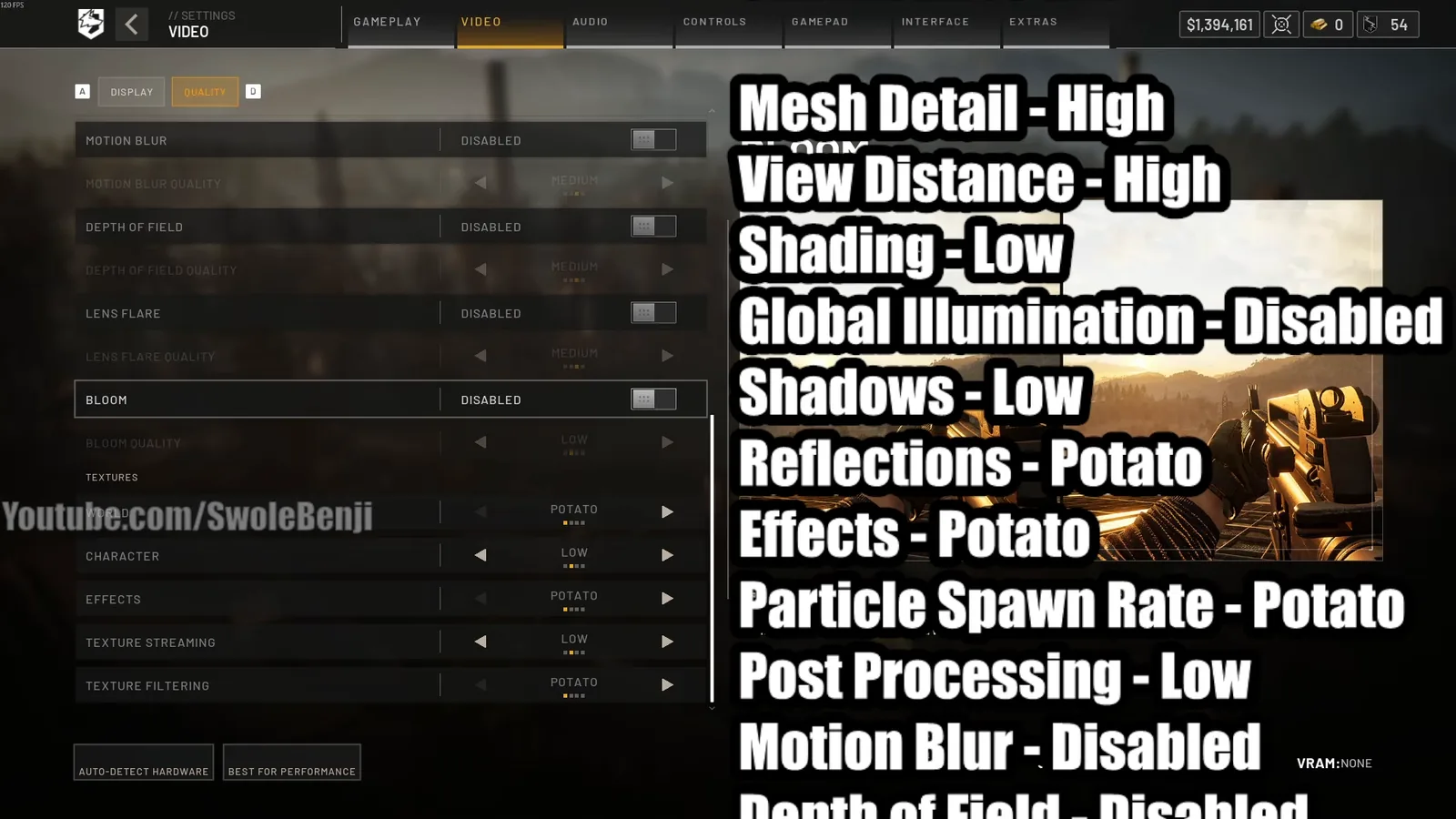 WARDOGS best settings list for visibility shown over the Quality graphics menu