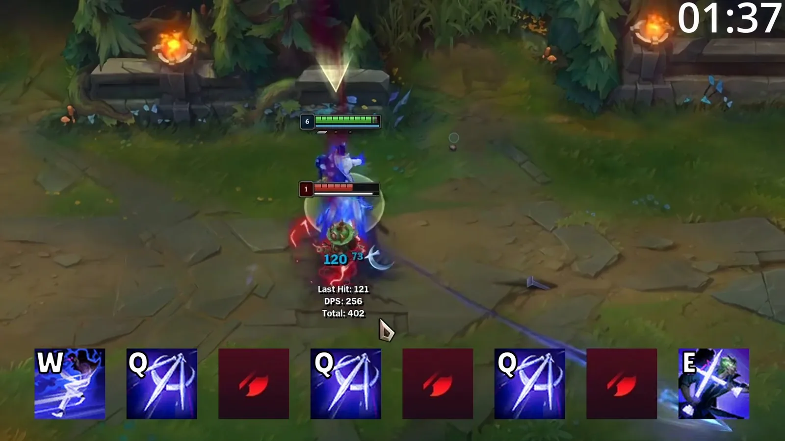 Quick trade combo slide: W, Q, attack, Q, attack, Q, then E