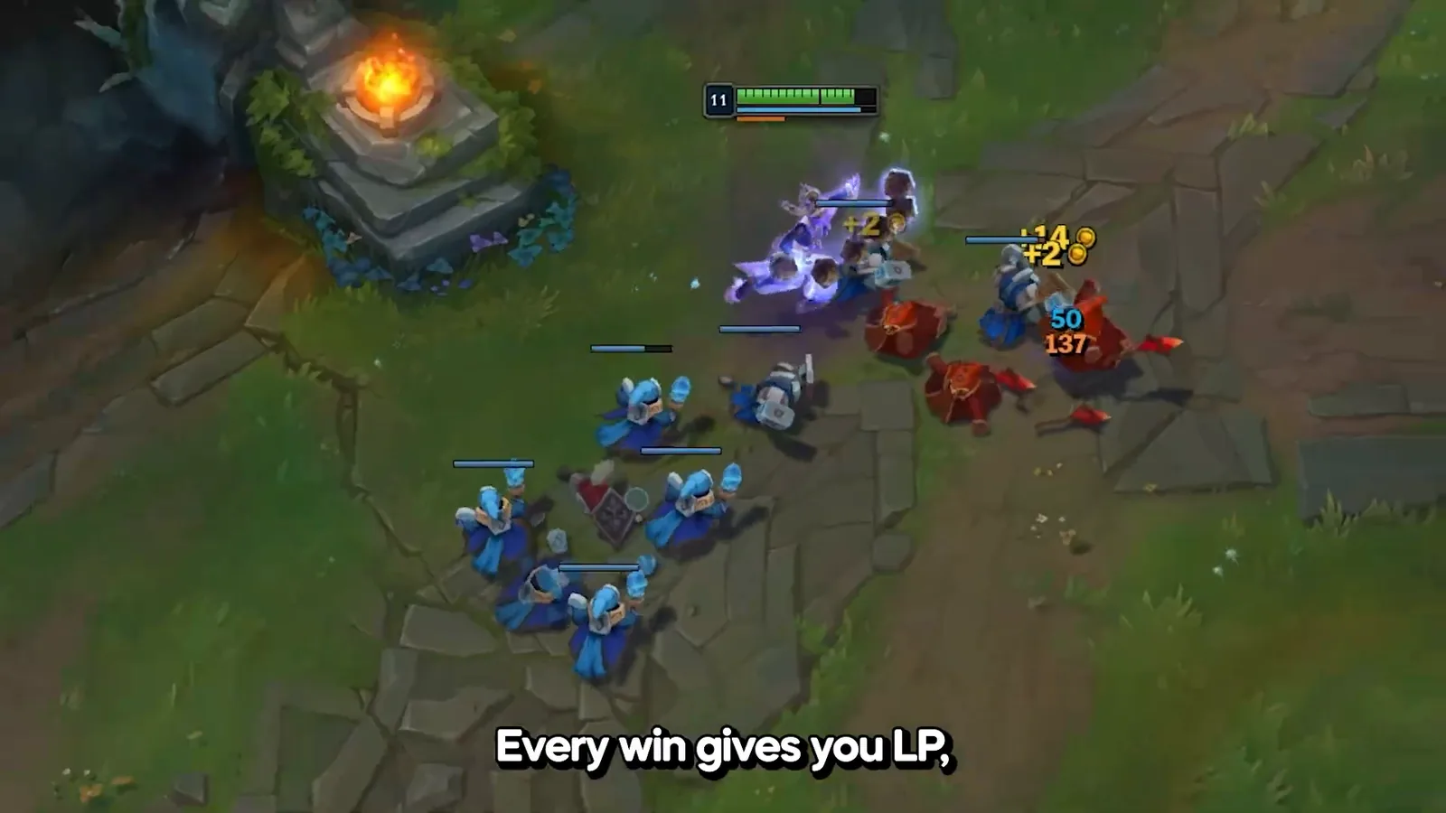 Summoner's Rift teamfight illustrating LP gained per ranked win in League of Legends