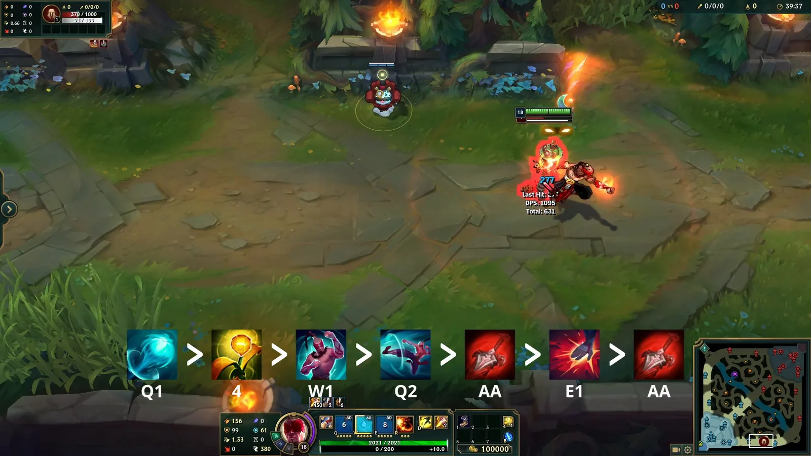 Lee Sin landing on a target after a ward hop and Resonating Strike, as in a gank over a wall
