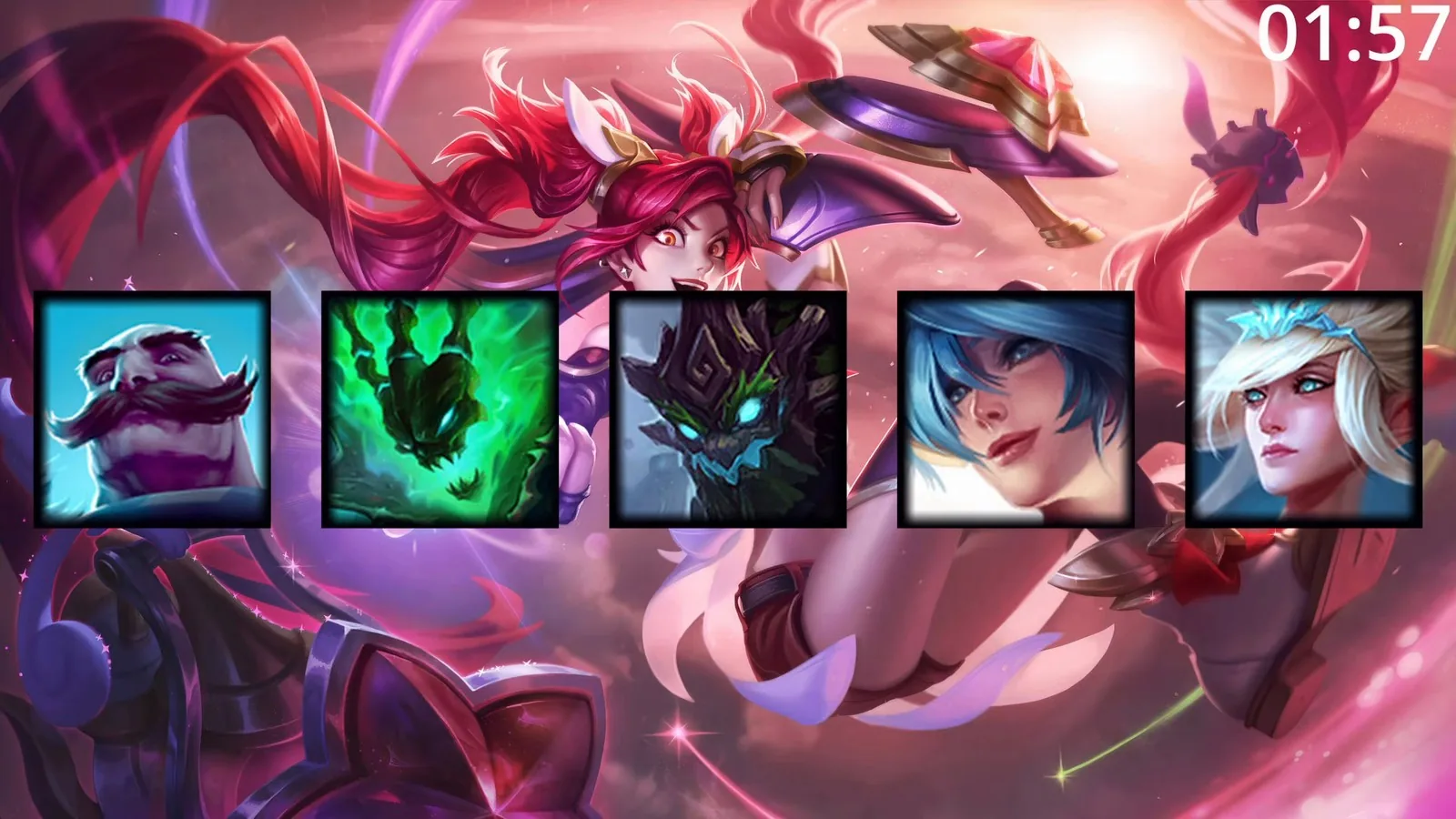 Jinx support synergy slide with Braum, Thresh, Maokai, Sona and Janna