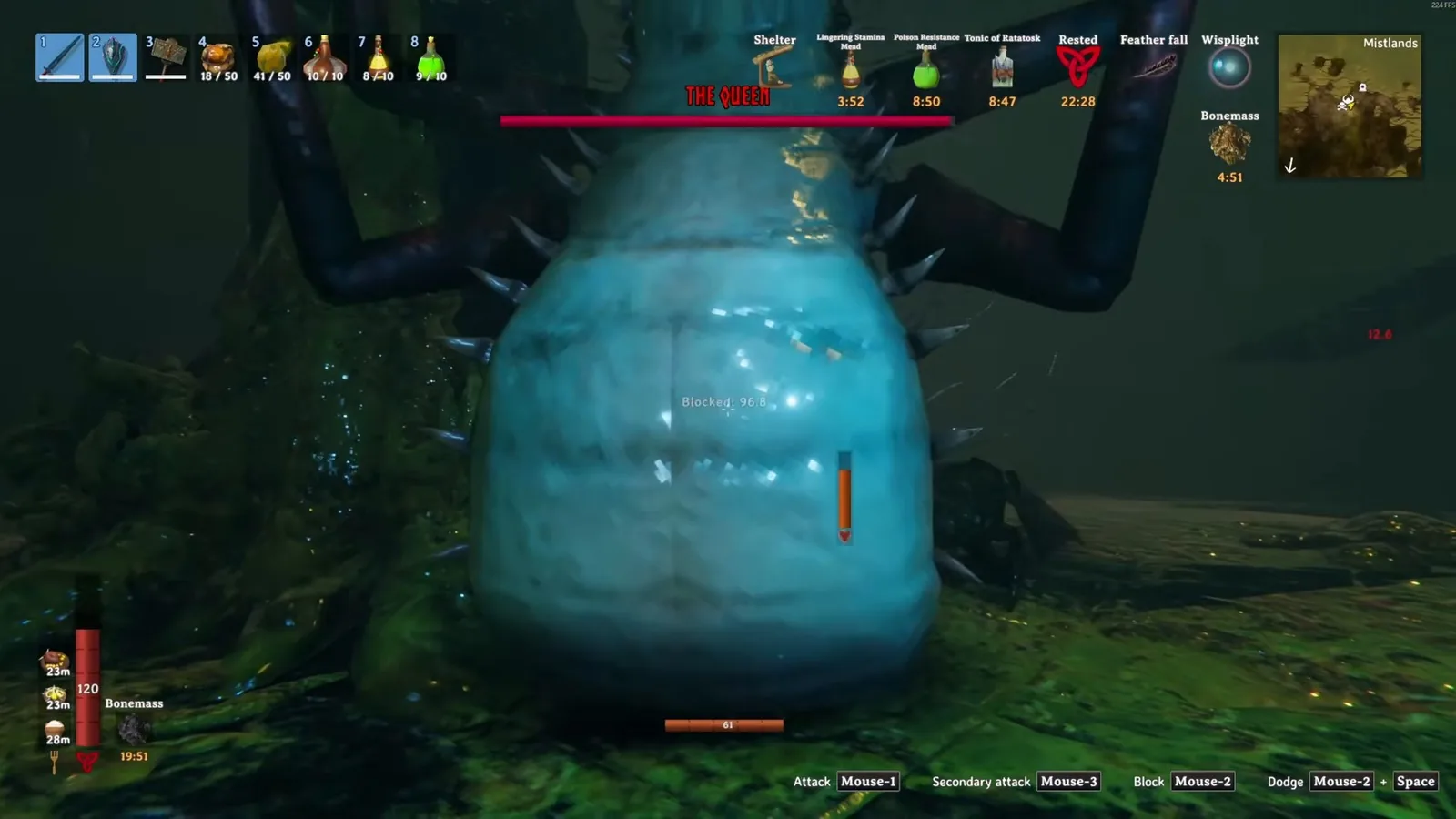 Blocking the Queen's slap up close in the Infested Citadel