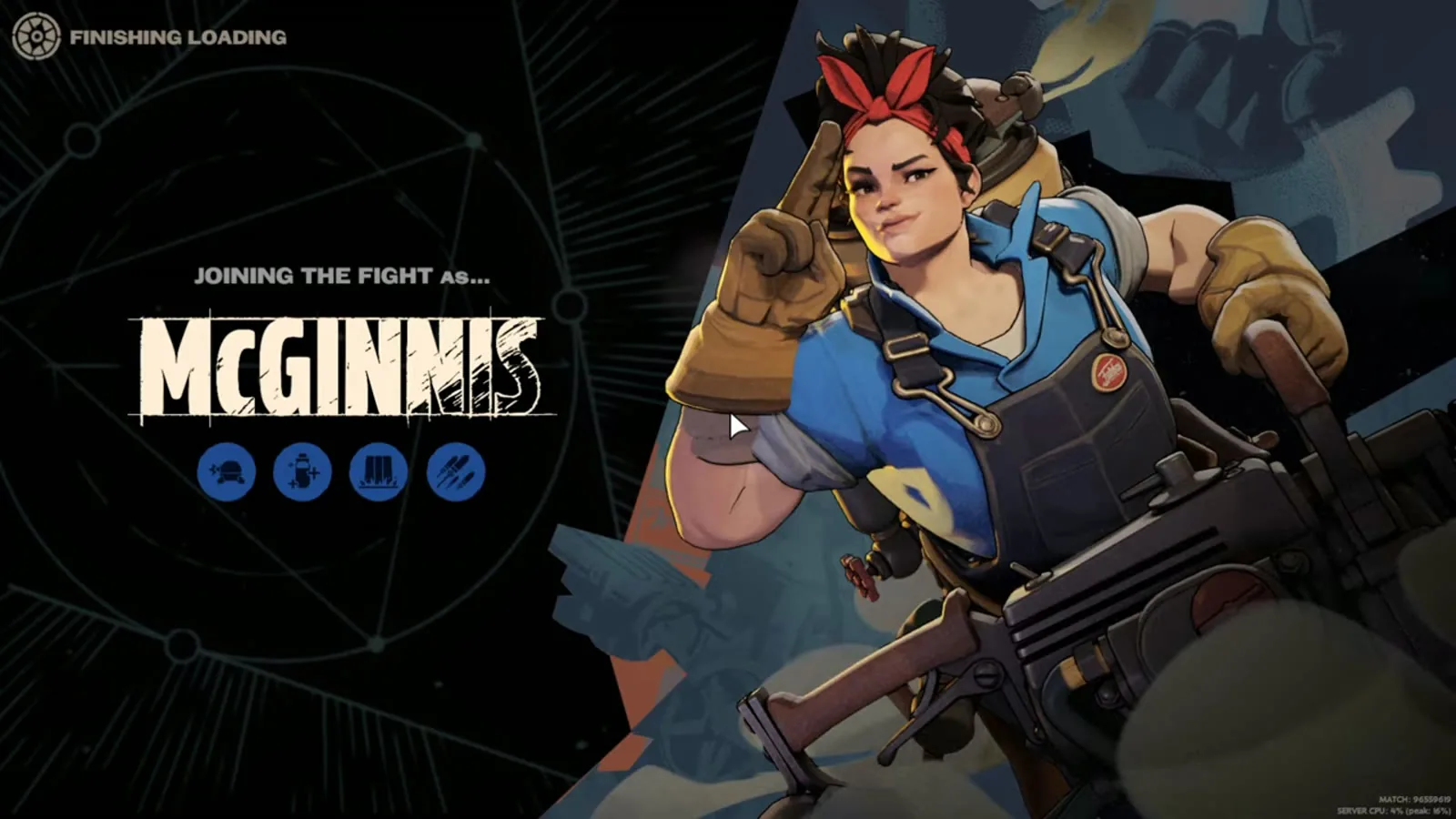 Deadlock loading screen reading Joining the fight as McGinnis before a match starts