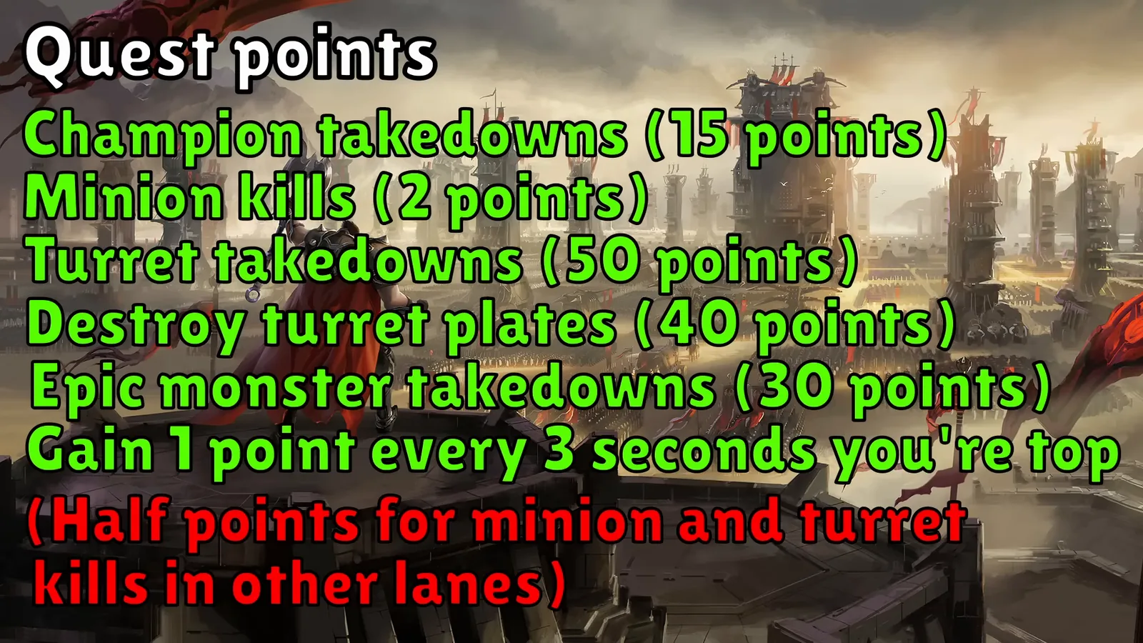 Top lane role quest point sources slide from patch 26.8, before the 26.9 rebalance