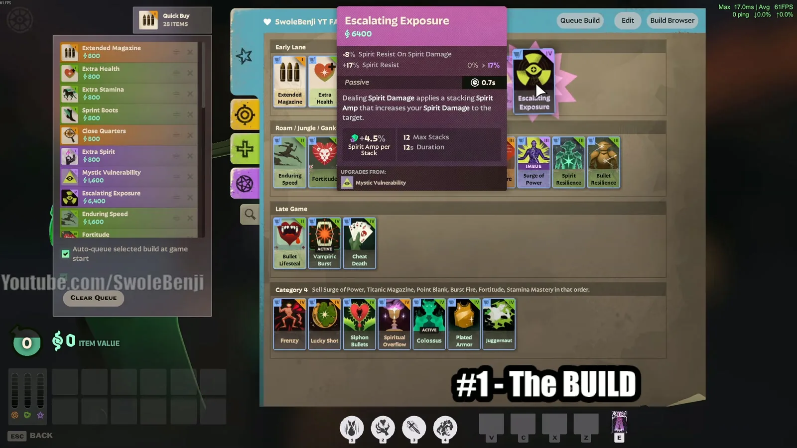Escalating Exposure item tooltip in the Lady Geist build in Deadlock