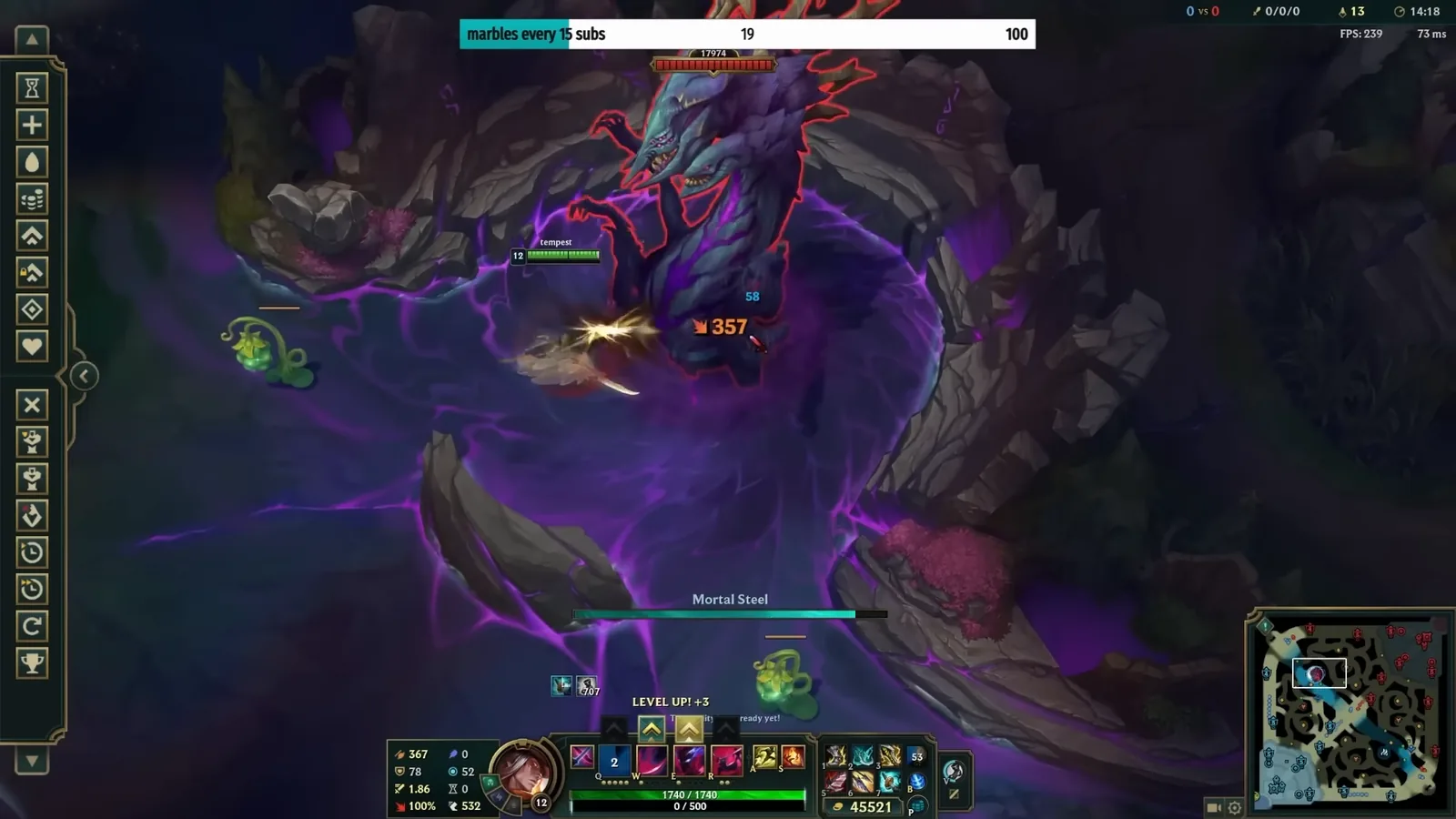 Yone hitting Baron Nashor with Mortal Steel during a solo test