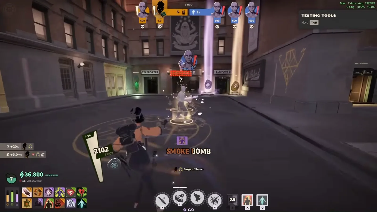 Haze's Sleep Dagger putting a practice target to sleep in Deadlock