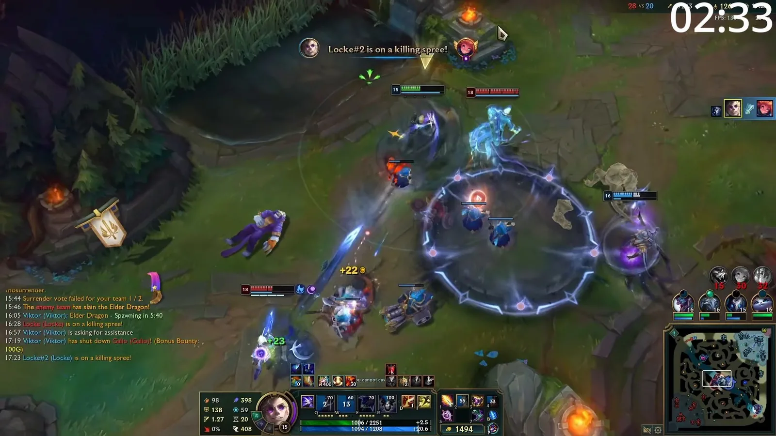 Locke on a killing spree after a gank in the video's gameplay footage