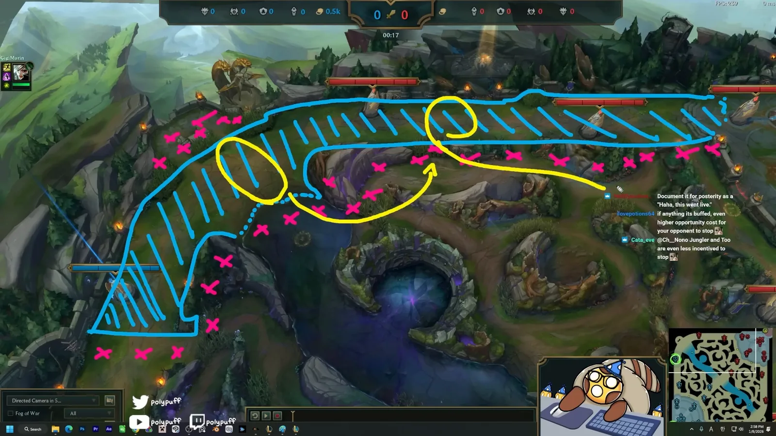 Hand-drawn top lane role quest zone on Summoner's Rift from the original 26.1 rules